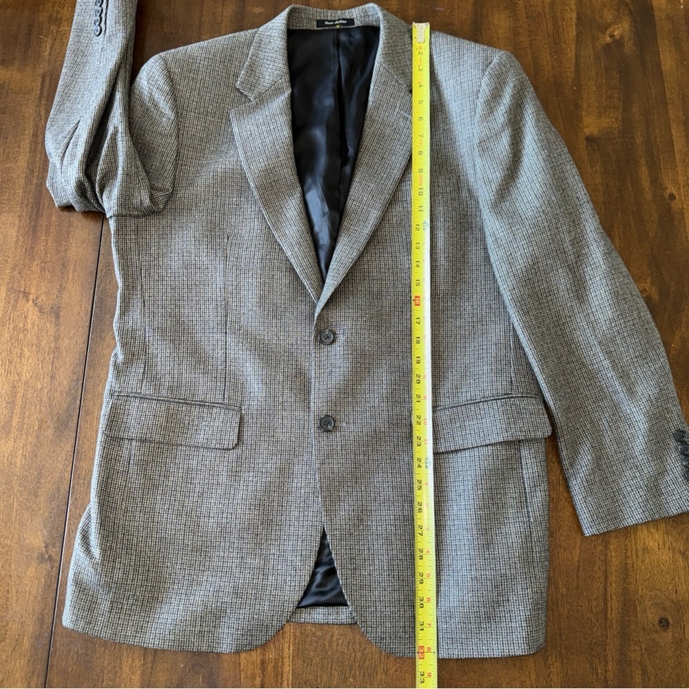 Chaps 100% Lambswool Gray Plaid 2 button Sports Coat Jacket Mens 42R Lined - Picture 10 of 14